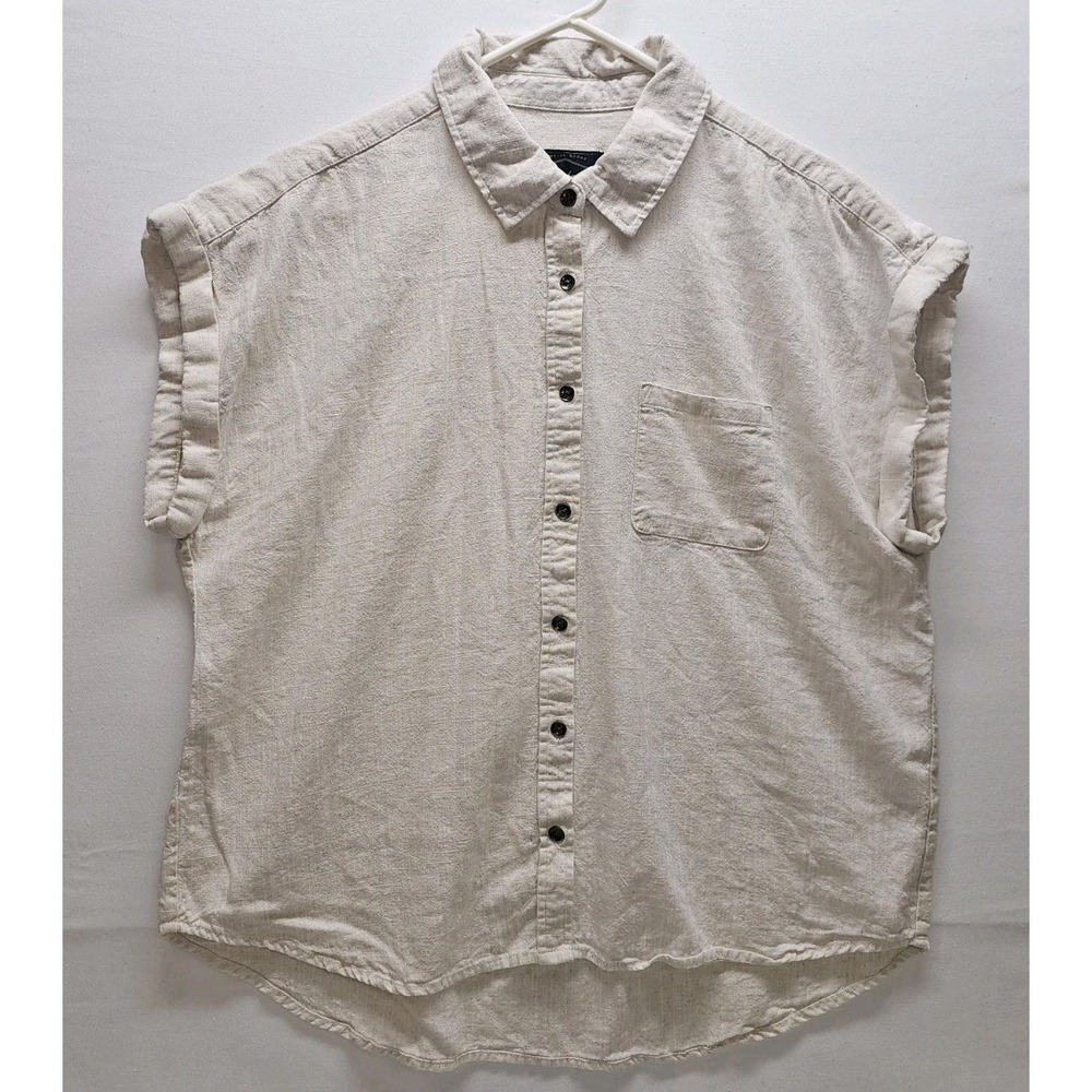 Threadgrit Mens XL linen Blend Button Down Collared Shirt Quite Luxury Old Money